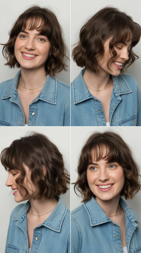 Medium Shag with Textured Full Bangs
