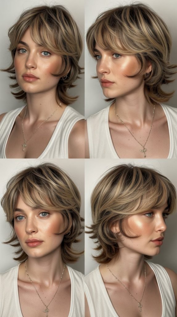 Layered Medium Cut with Face-Framing Pieces and Wispy Bangs