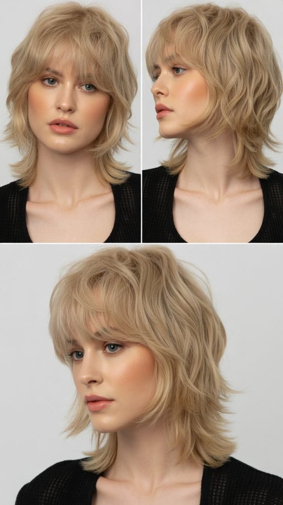 . Textured Lob with Razored Bangs
