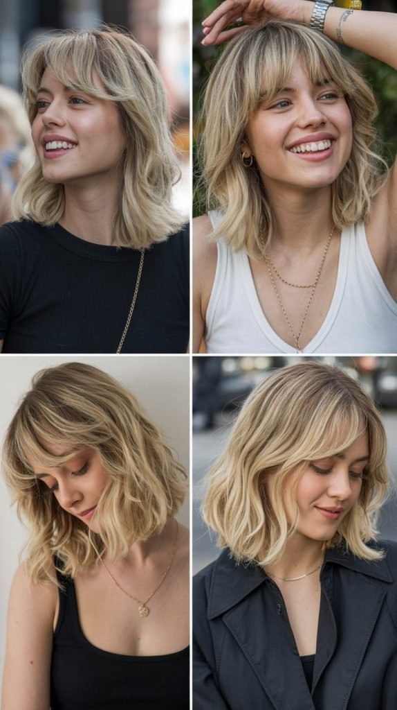 Textured Bangs with Beachy Lob