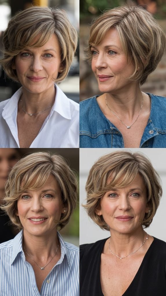 The Layered Bob with Side-Swept Bangs