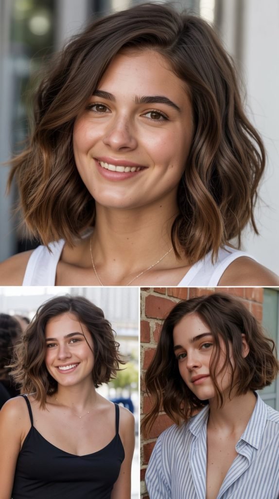 . Wavy Lob with Deep Side Part