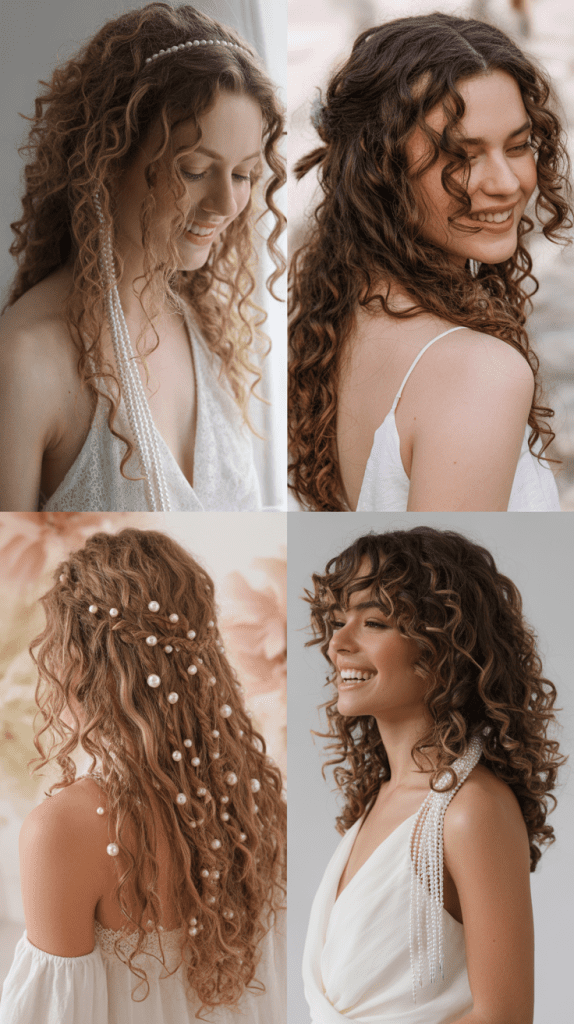 Loose Curls with Pearl Strand Weaving