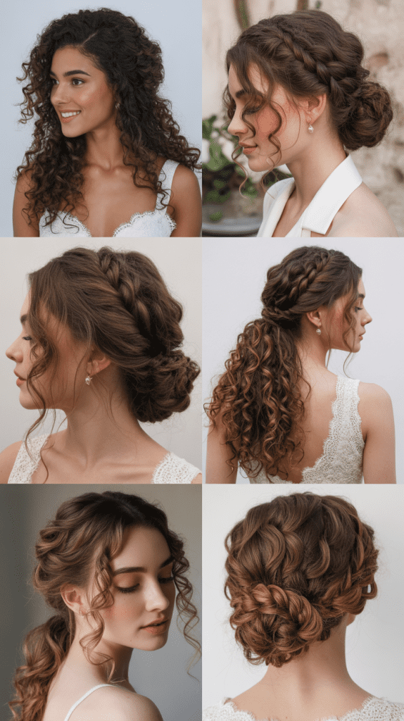 Curly Top Knot with Braided Base