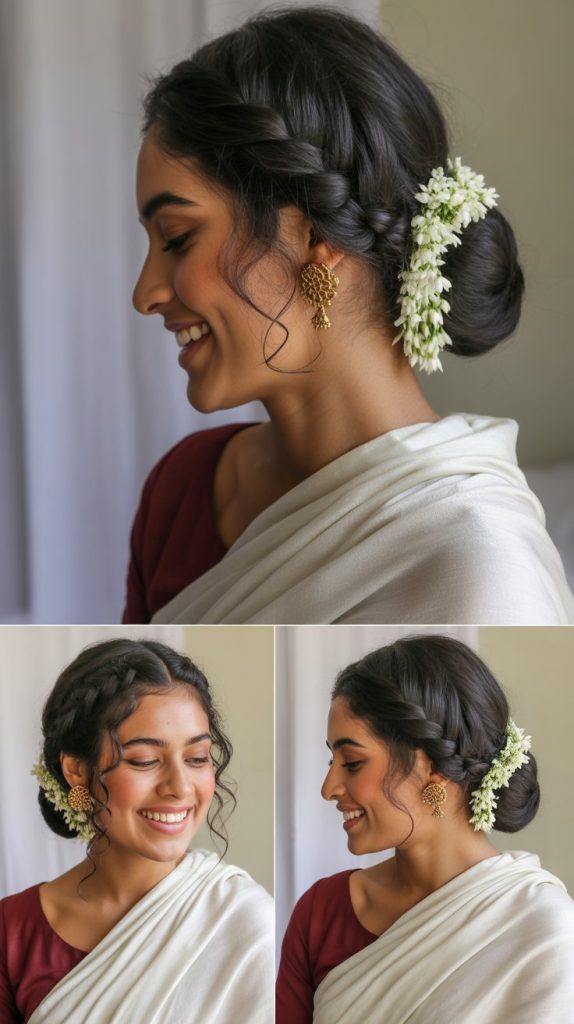 Assamese Mekhela Chador Bride Japi-Inspired Updo
