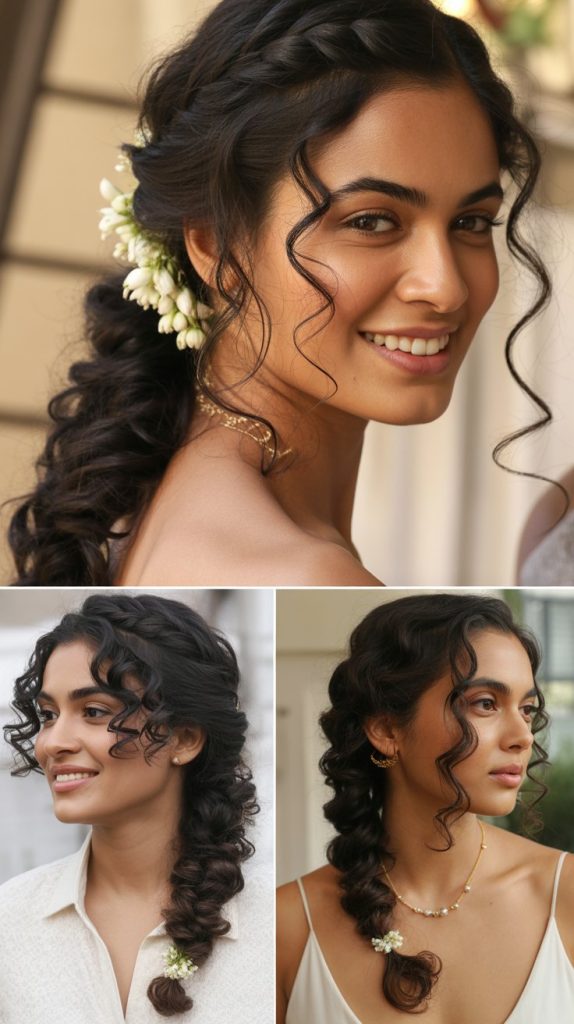 Waterfall Braid with Curls