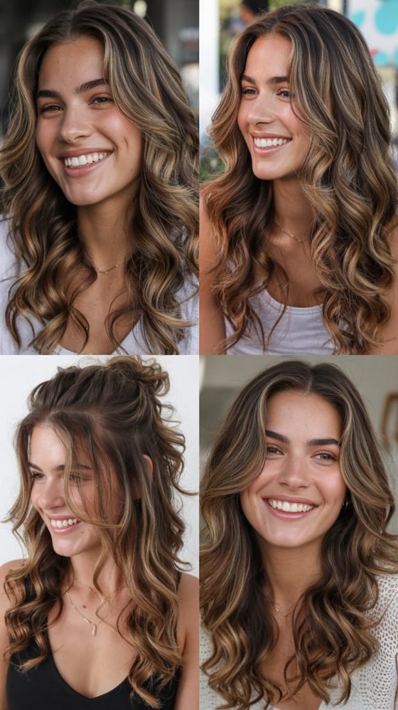 Caramel Highlights For Wavy Hair Texture