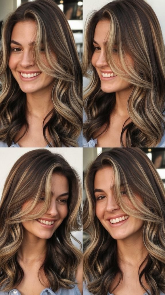 Subtle Blonde Highlights For Dark Brown Hair