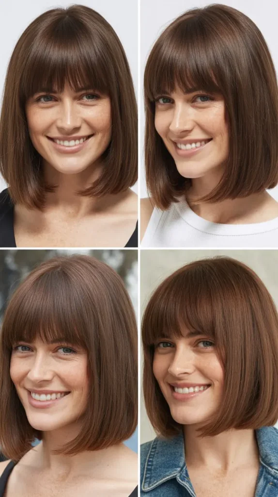 Blunt-Cut Lob With Full Bangs