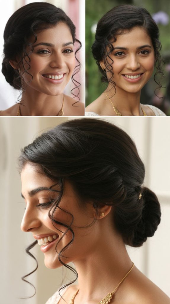 Low Side Bun with Curly Tendrils