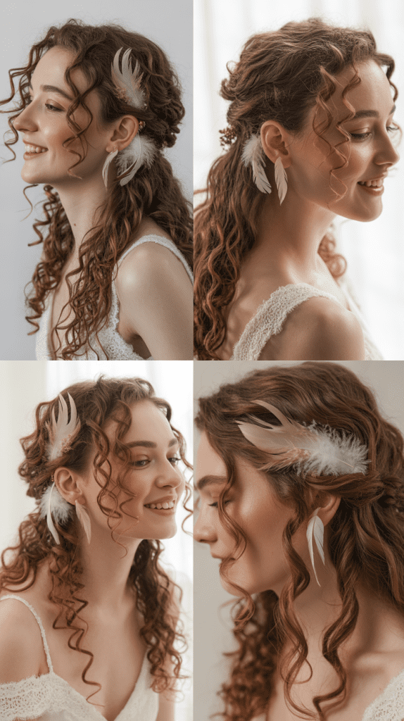 Loose Curls with Feather Accessories