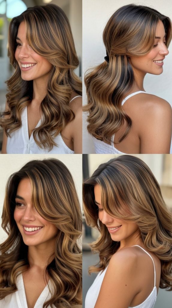 Caramel Highlights With Hair Extensions