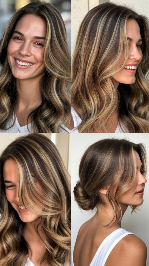 Brown Hair With Toasted Coconut Blonde Highlights