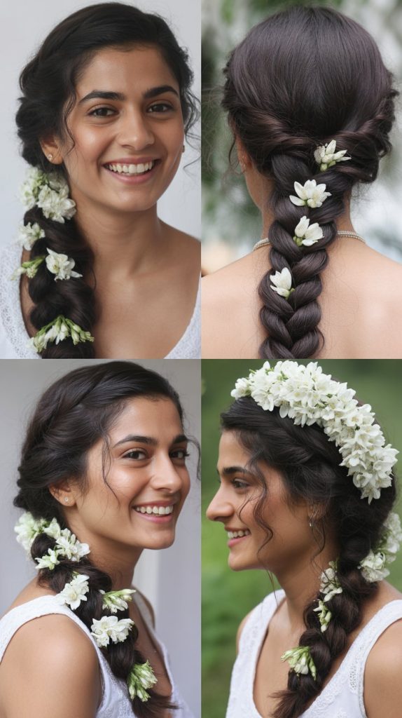 Side Fishtail with Mogra Flowers
