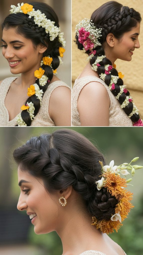 Braided Updo with Flower Clusters
