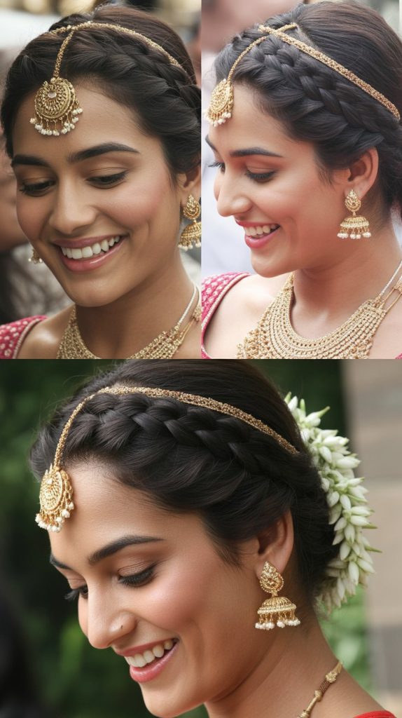 Gujarati Bridal Crown Braid with Borla