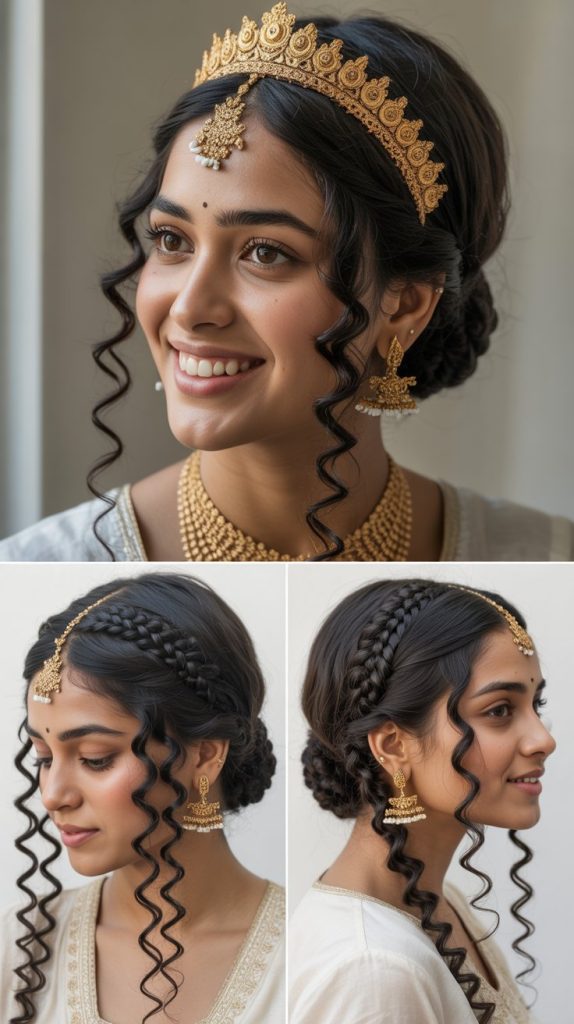 Bengali Topor and Mukut Style with Structured Curls