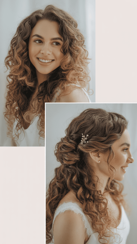 Loose Curls with Twisted Half-Up Style