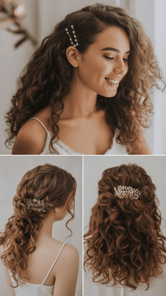 Loose Curls with Asymmetrical Accessory Placement