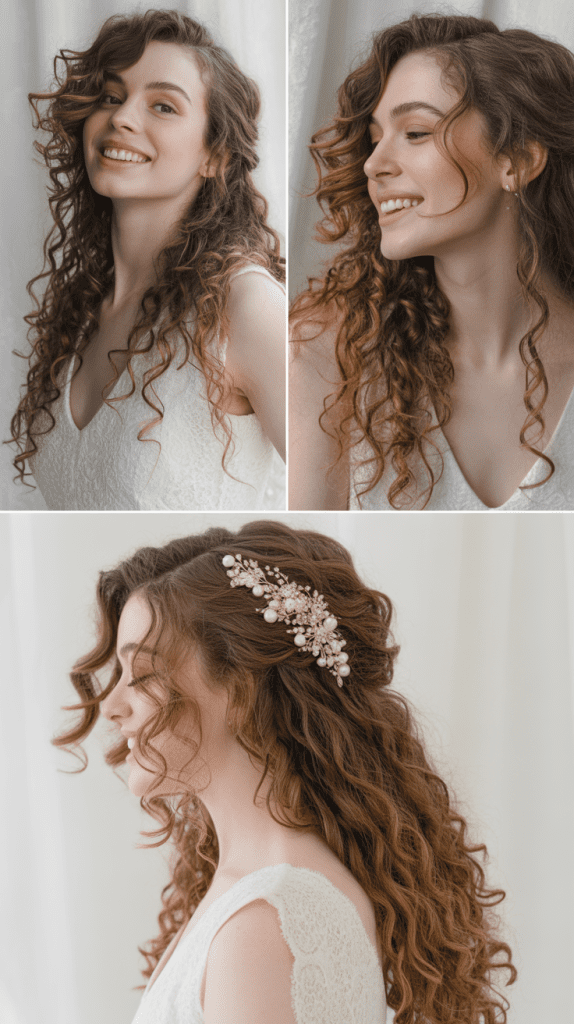 Side-Swept Curls with Decorative Comb