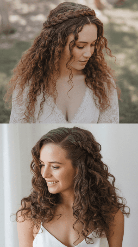 Loose Curls with Subtle Crown Braid