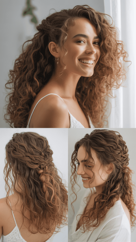 Textured Waves with Crystal Hair Pins