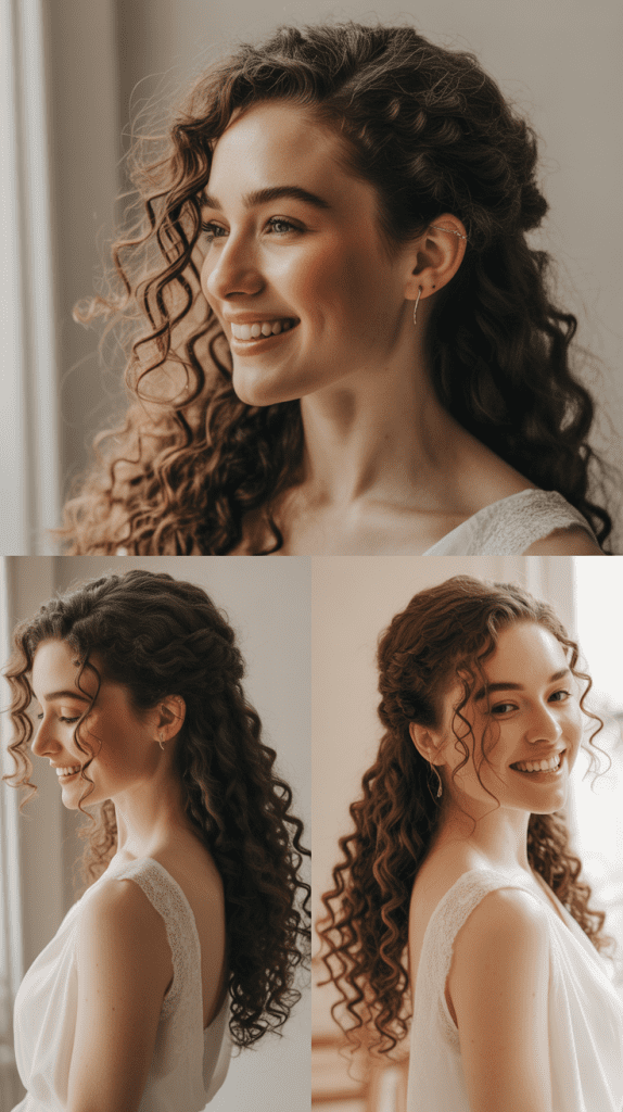 Loose Curls with Dramatic Side Part and Volume