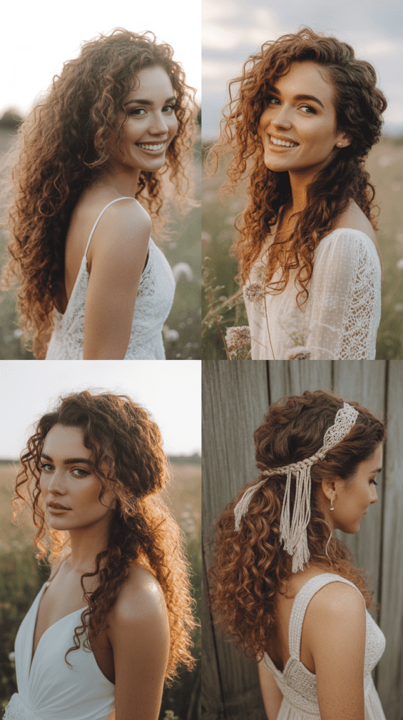 Bohemian Loose Curls with Macramé Detail