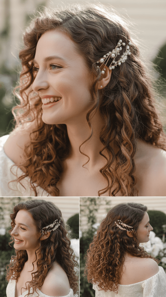 Loose Curls with Ornate Hairpins