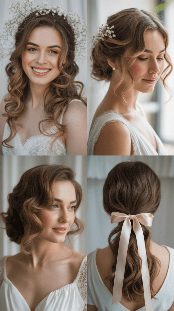 Cascading Curls with Hidden Crown Braid