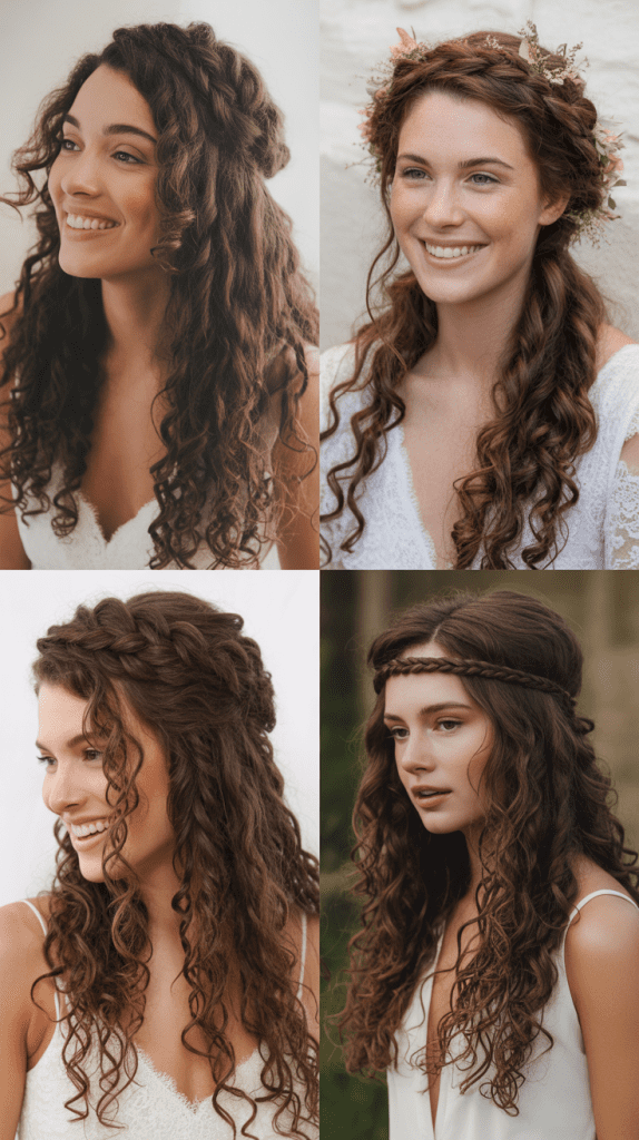 Bohemian Half-Up Crown Braid