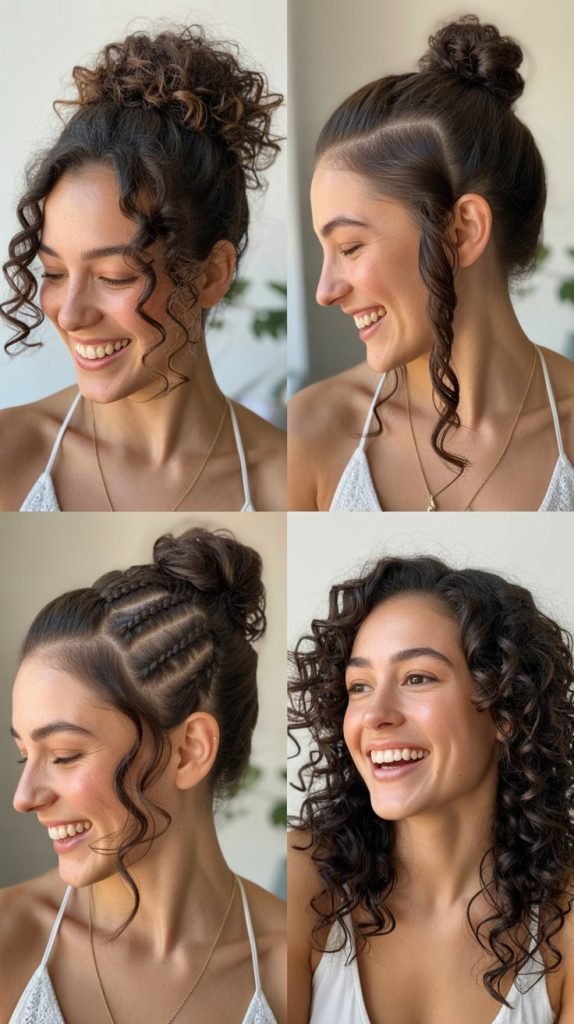 Curly Pulled-Back Half-Crown