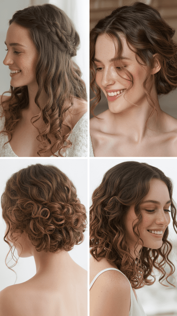 Cascading Curls with Hidden Crown Braid