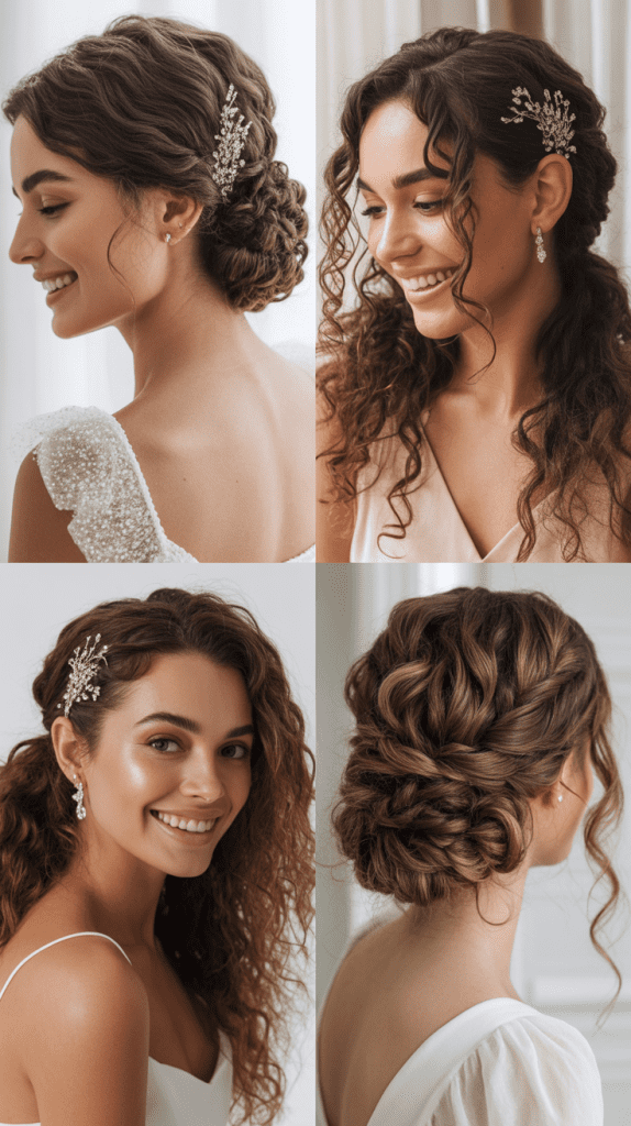 Low Chignon with Crystal Pins