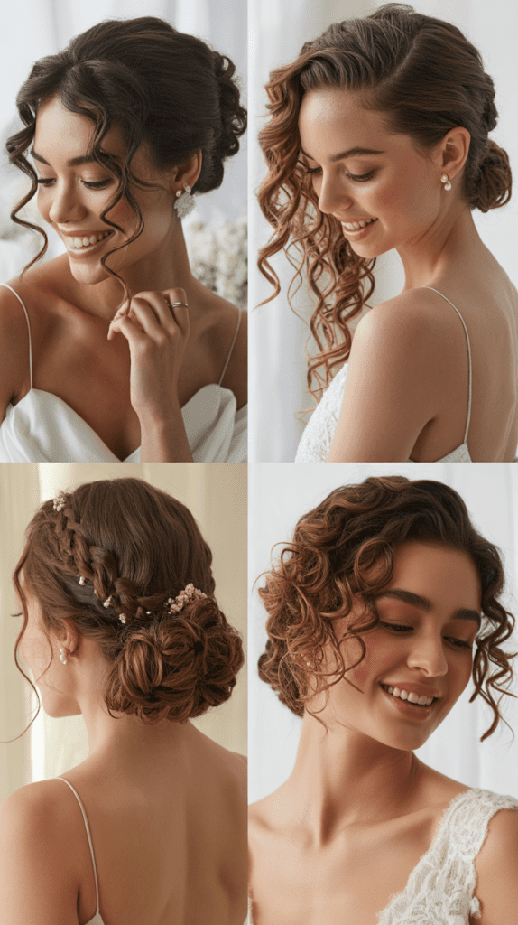 Elegant Low Bun with Curly Tendrils