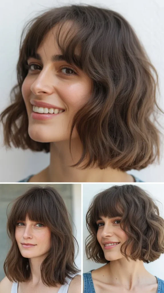 Lived-In Lob With Grown-Out Bangs