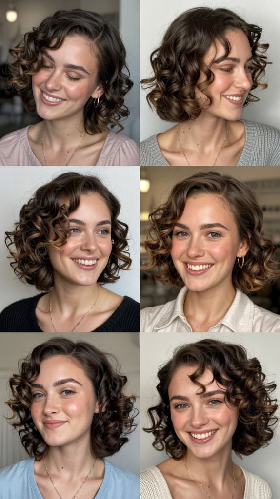 Curly Lob with Side Part