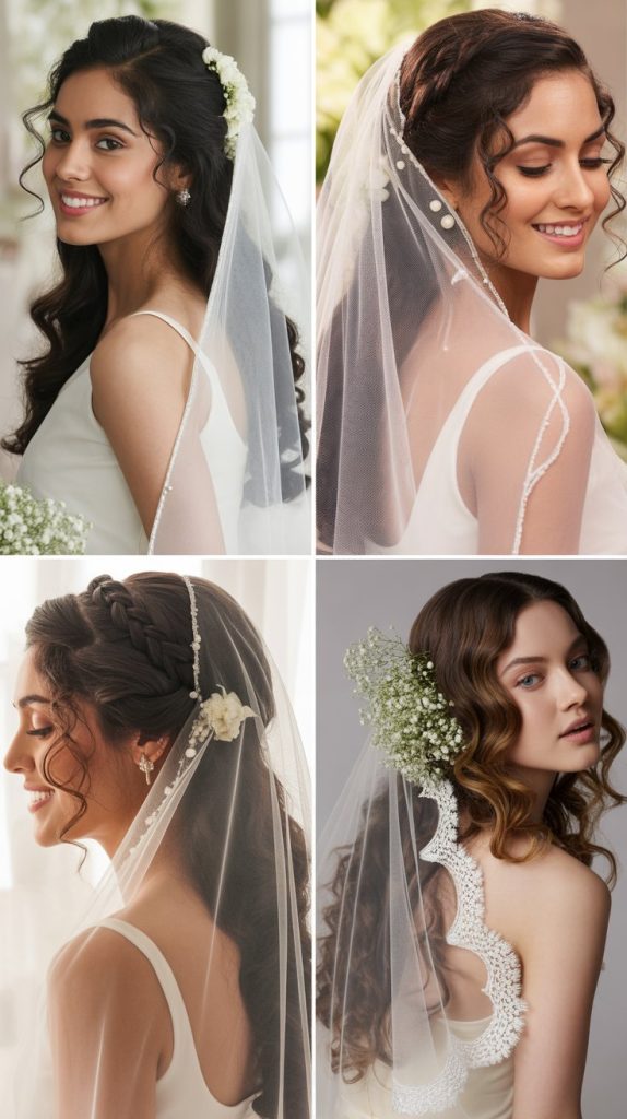 Kerala Christian Bridal Half-Up Half-Down with Veil