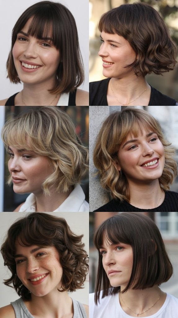  Chin-Length Layered Bob with Fringe