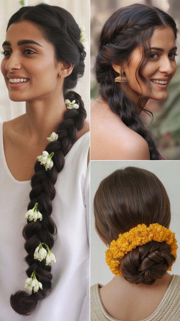 Double Dutch Braids into Low Bun