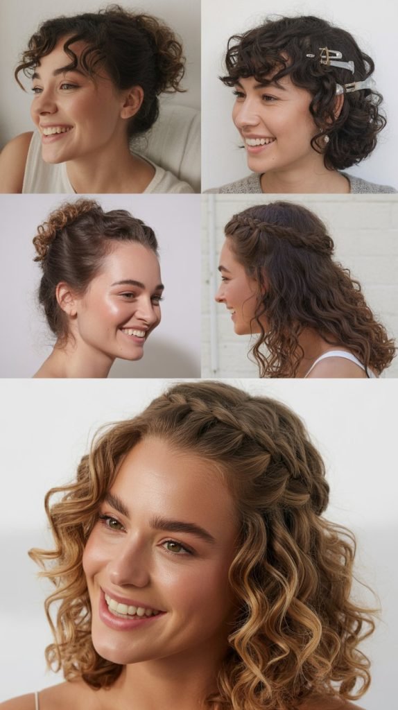 Half-Up Half-Down Curly Crown