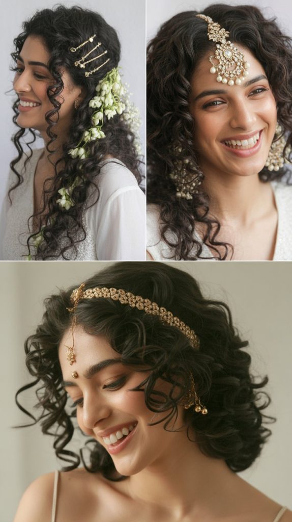 Asymmetrical Curls with Statement Hair Accessory