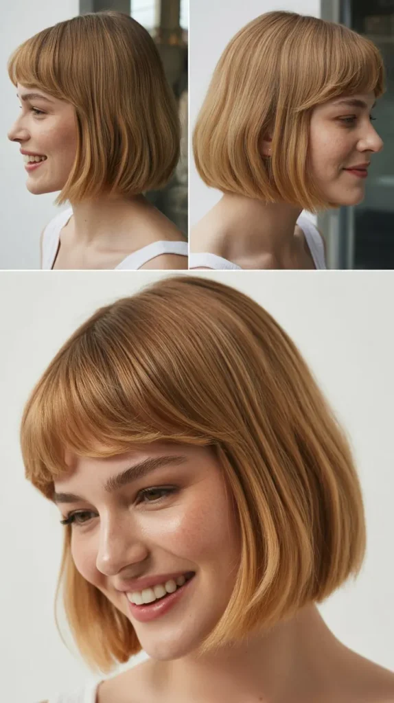 Smooth Lob With Feather-Light Bangs