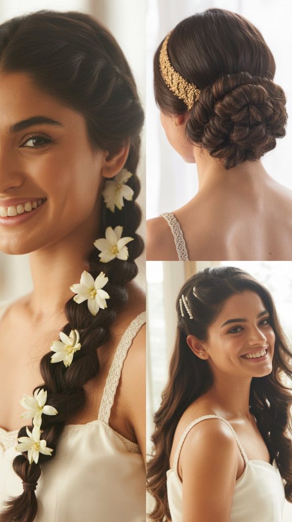 French Braid into Curly Bun