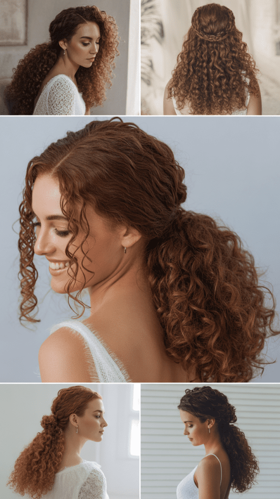 Twisted Low Ponytail with Curly Ends