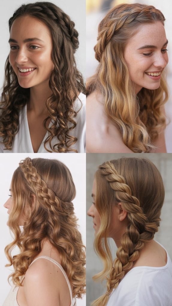 Braided Crown with Loose Curls
