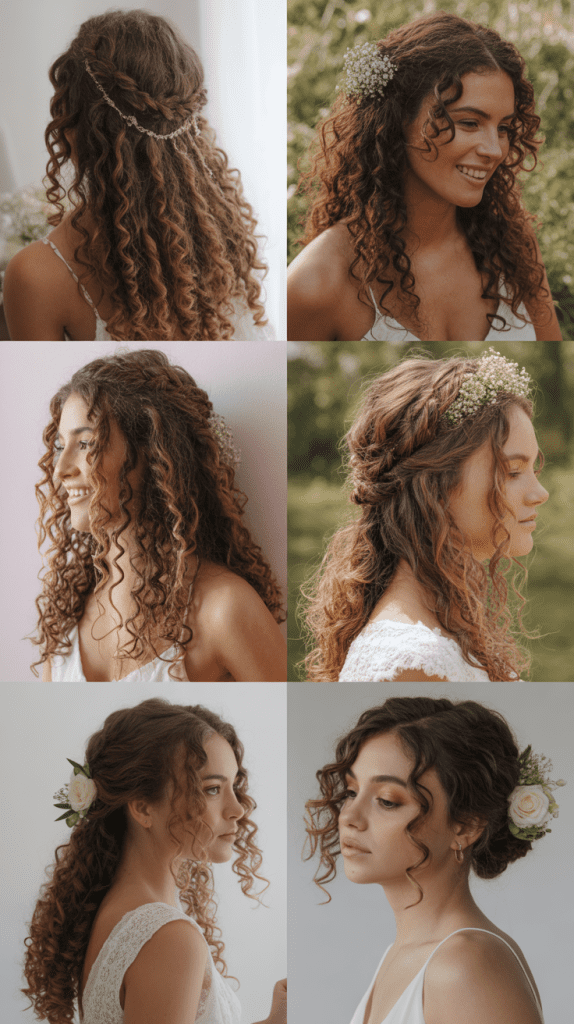 Bohemian Curly Low Bun with Braid