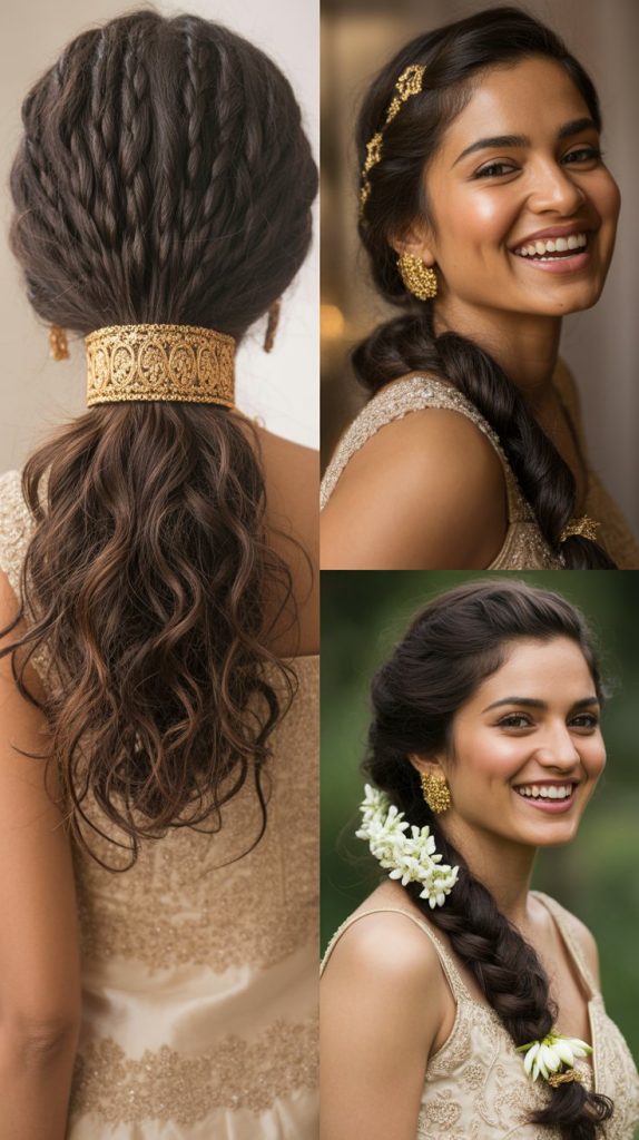 Textured Low Ponytail with Gold Cuff