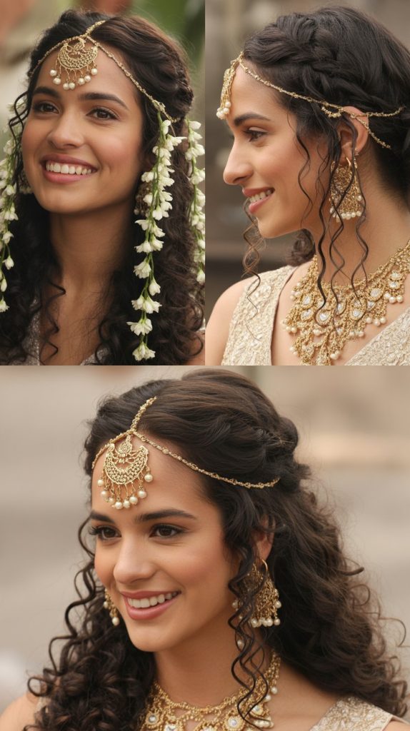 Natural Curls with Traditional Gold Head Chain