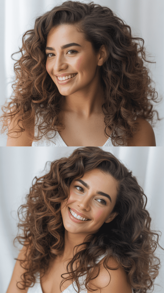  Voluminous Curls with Center Part and Face-Framing